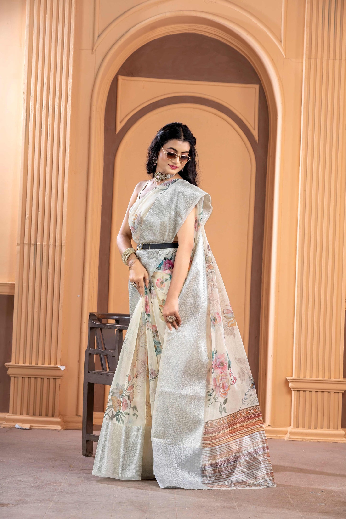 White Kora Organza soft silk - Sara