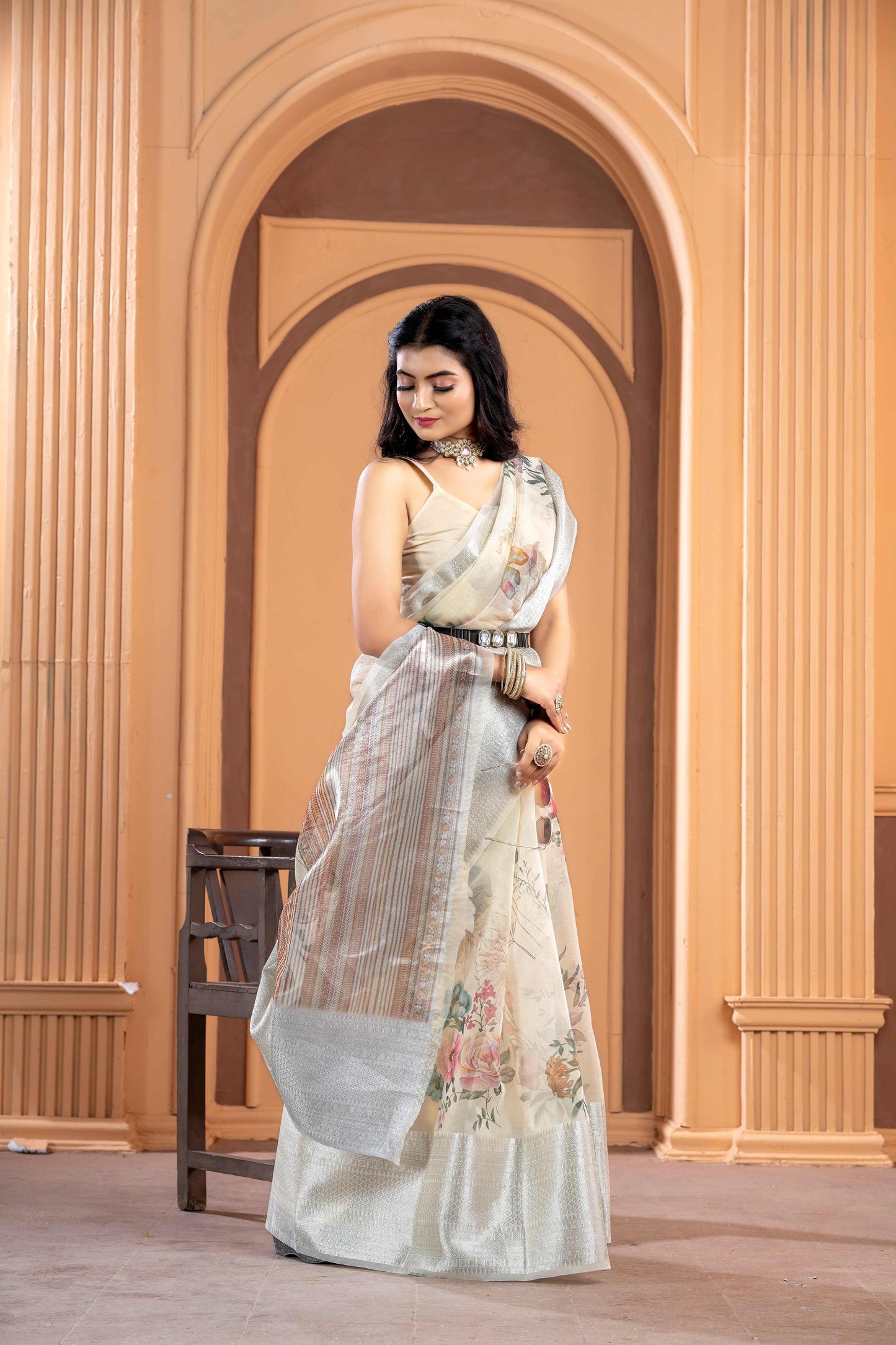 White Kora Organza soft silk - Sara