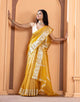 Malaika Arora TISSUE silk Saree - Yellow - AbirabyBeena
