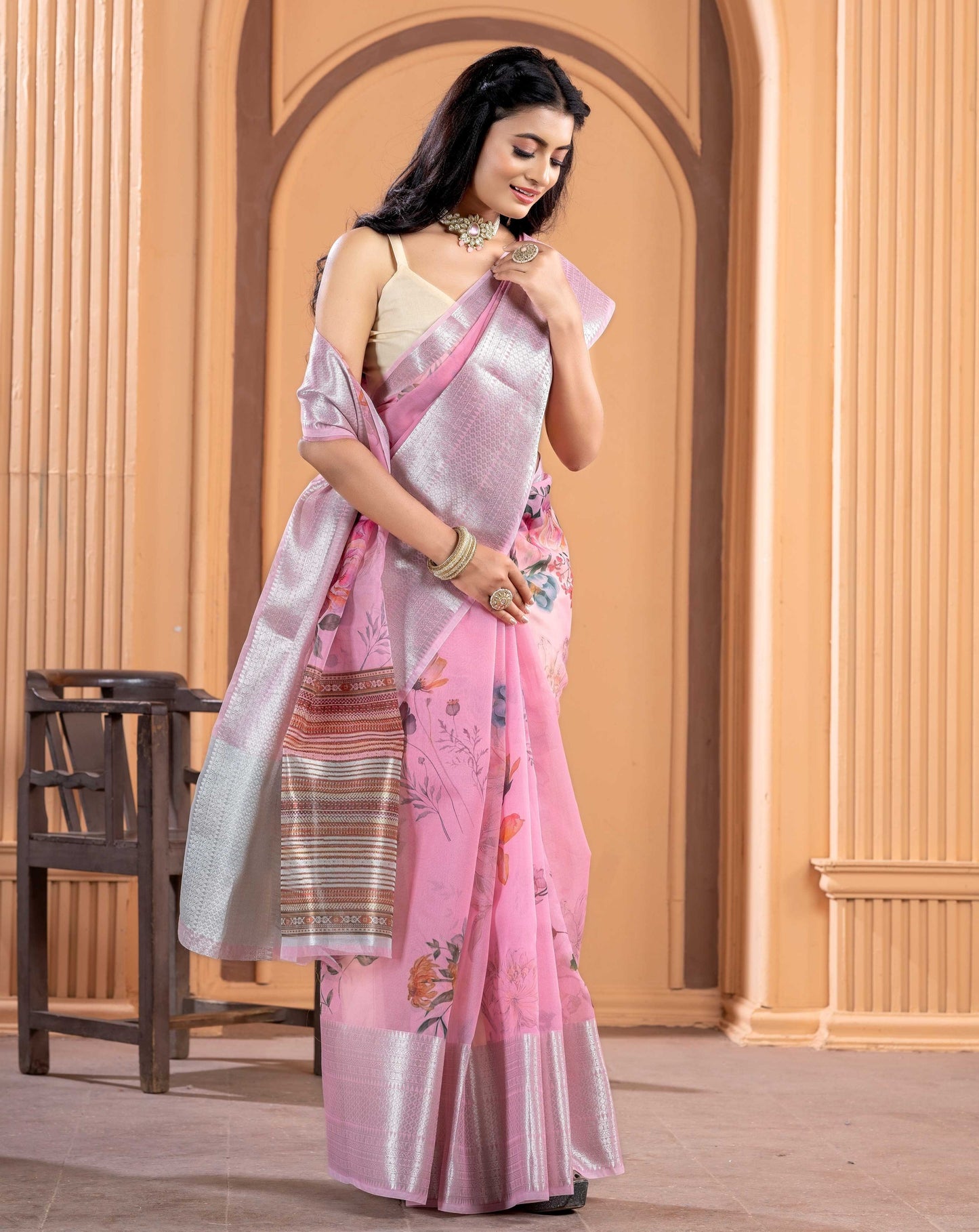 Pink Kora Organza soft silk - Sara