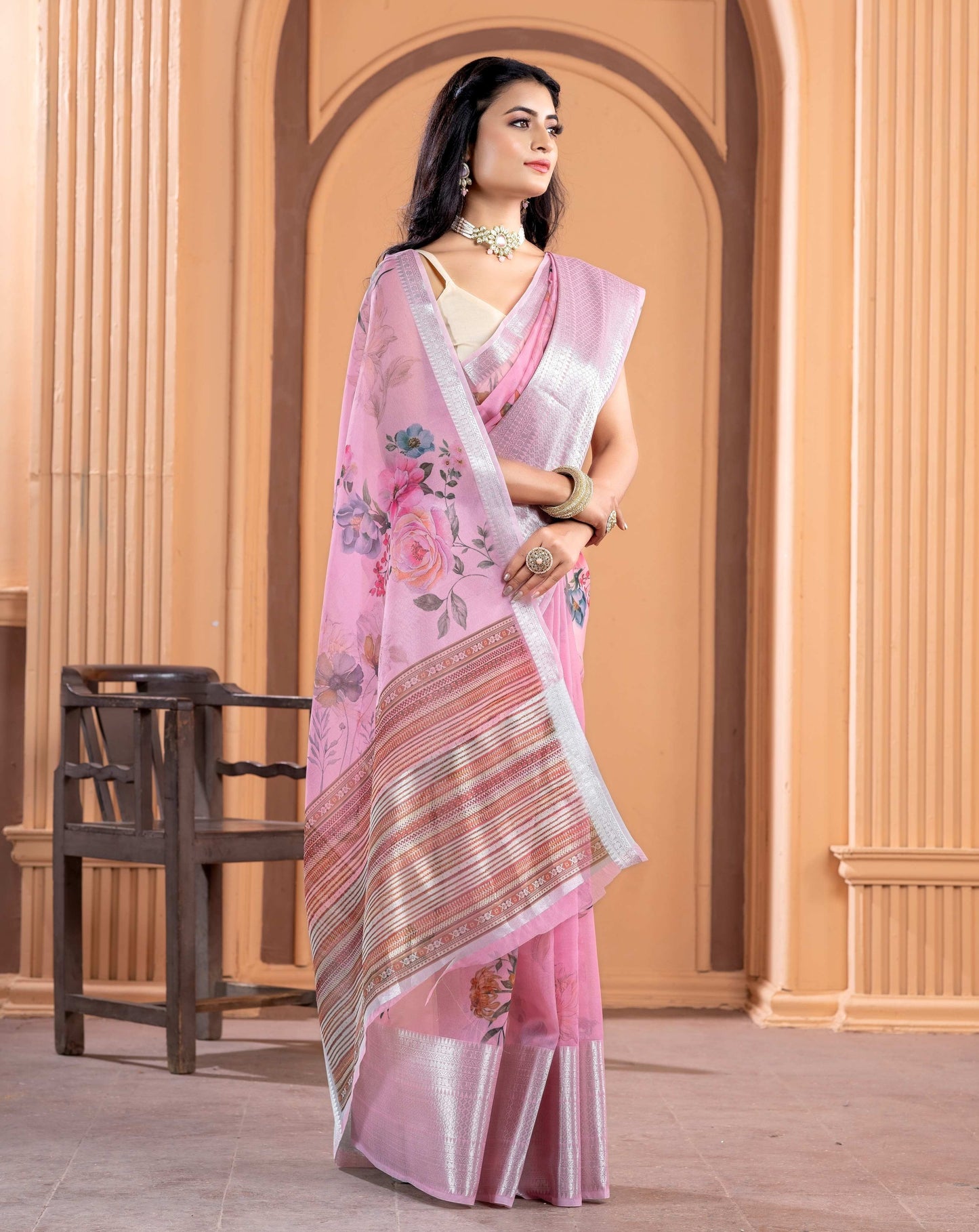 Pink Kora Organza soft silk - Sara