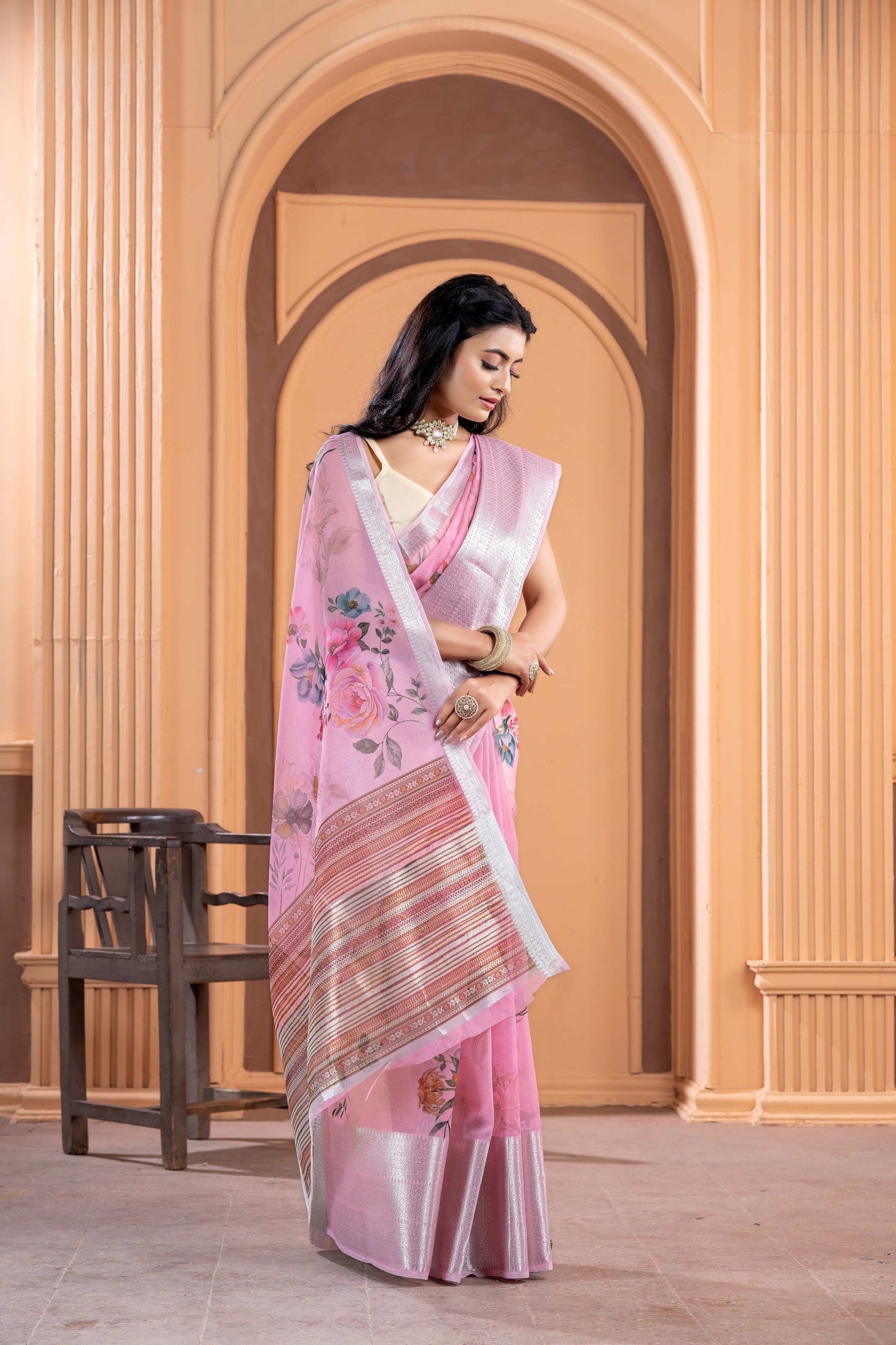 Pink Kora Organza soft silk - Sara