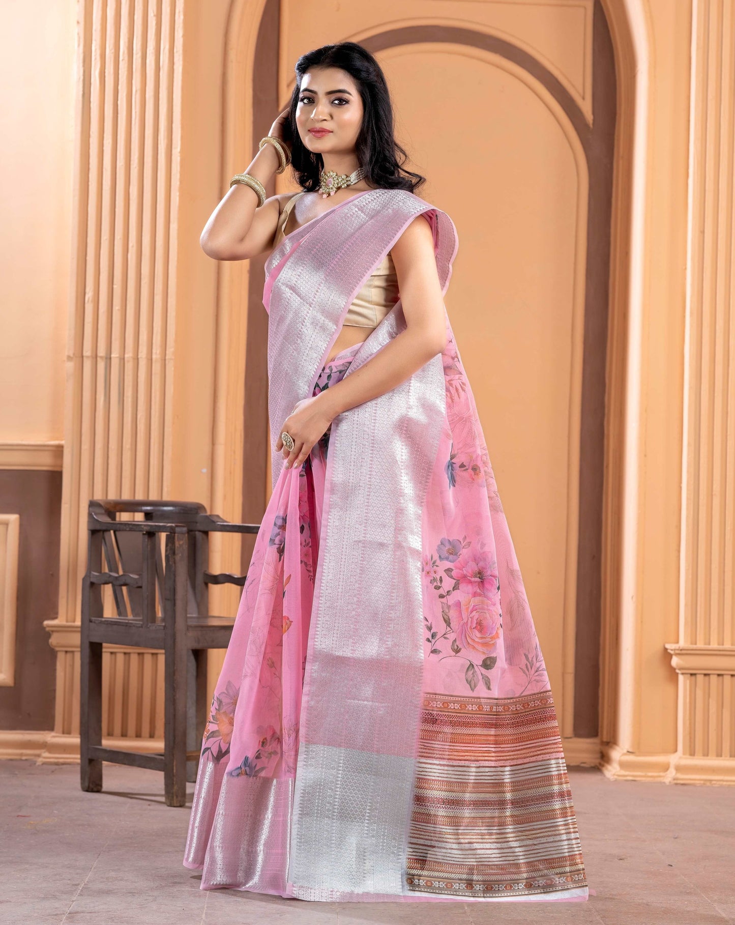 Pink Kora Organza soft silk - Sara