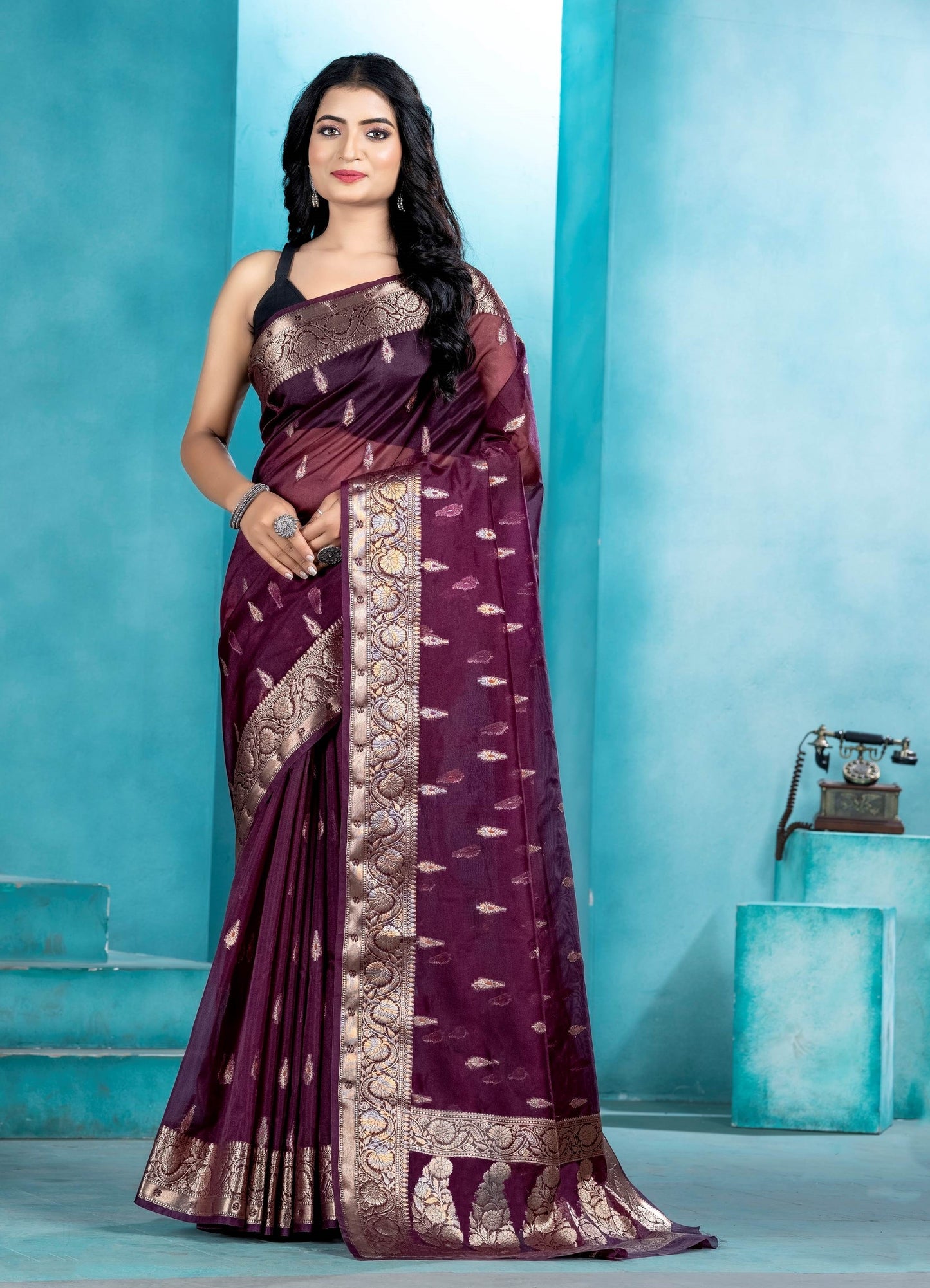 Wine Organza soft silk - Mina