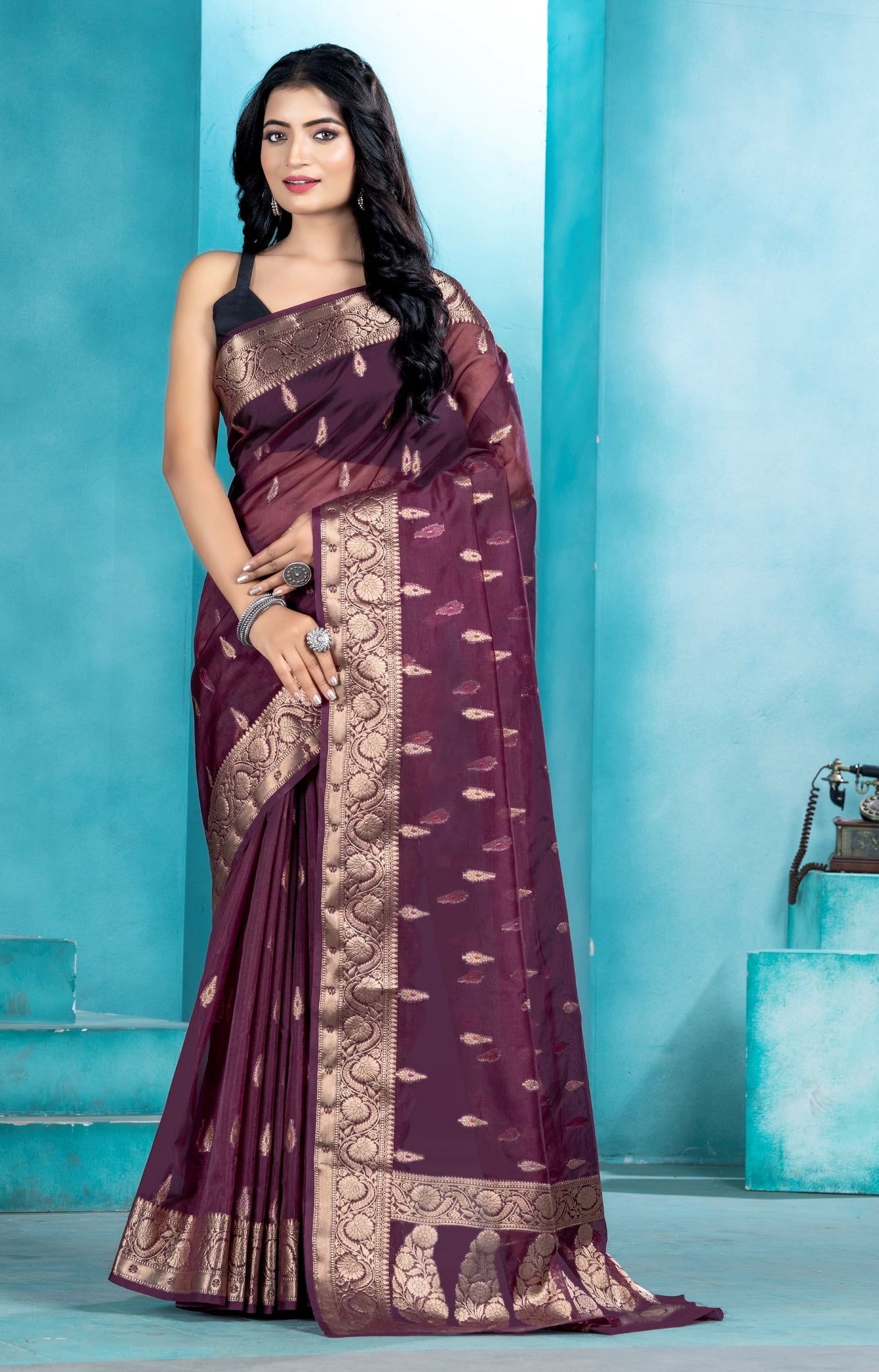 Wine Organza soft silk - Mina