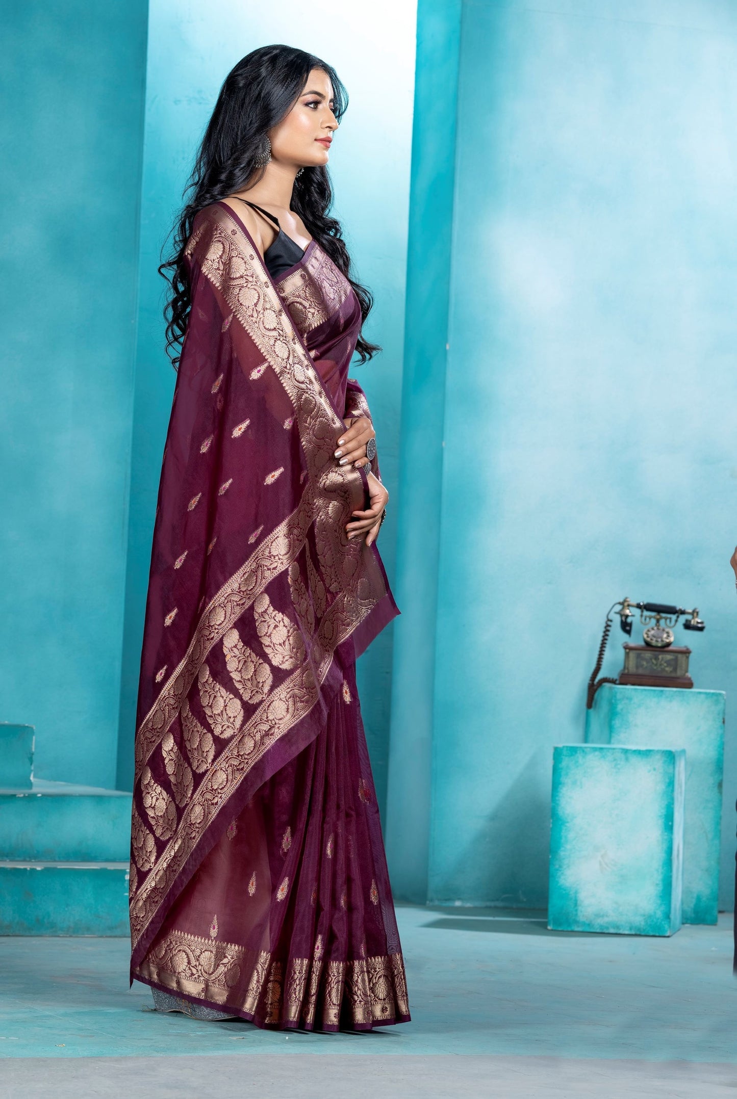 Wine Organza soft silk - Mina