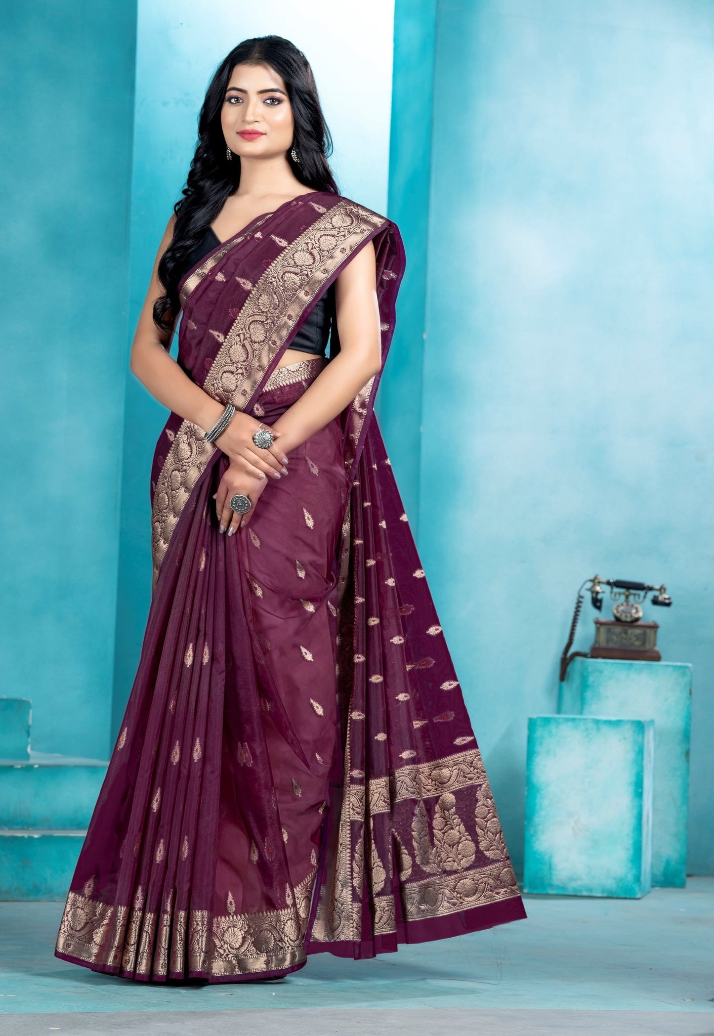 Wine Organza soft silk - Mina