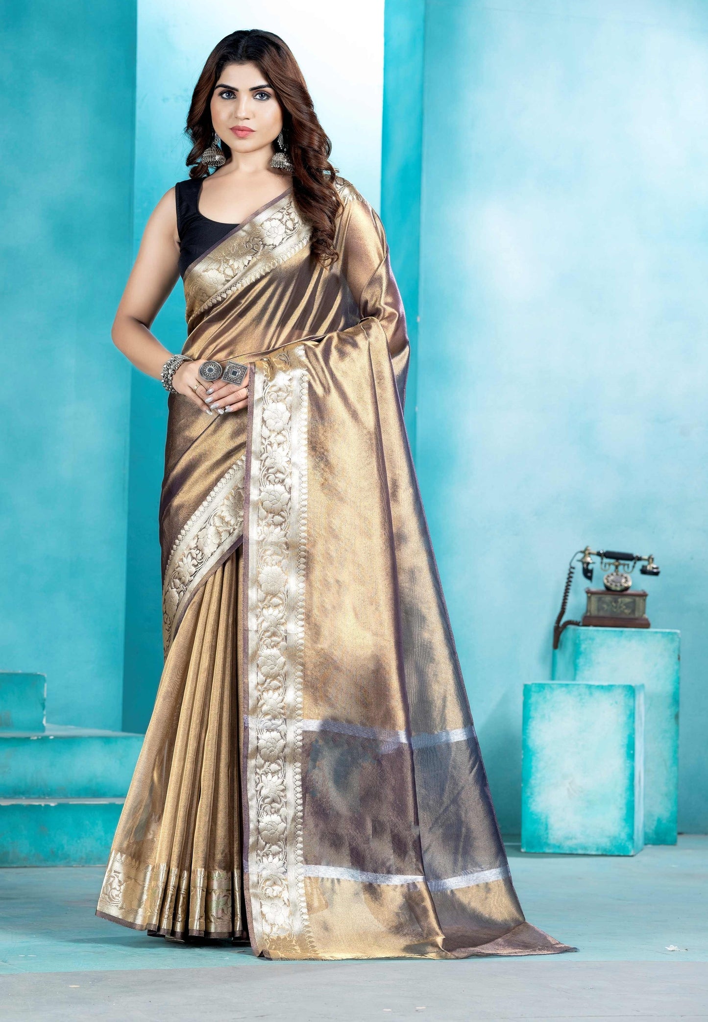Copy of Malaika Arora TISSUE silk Saree - Metalic