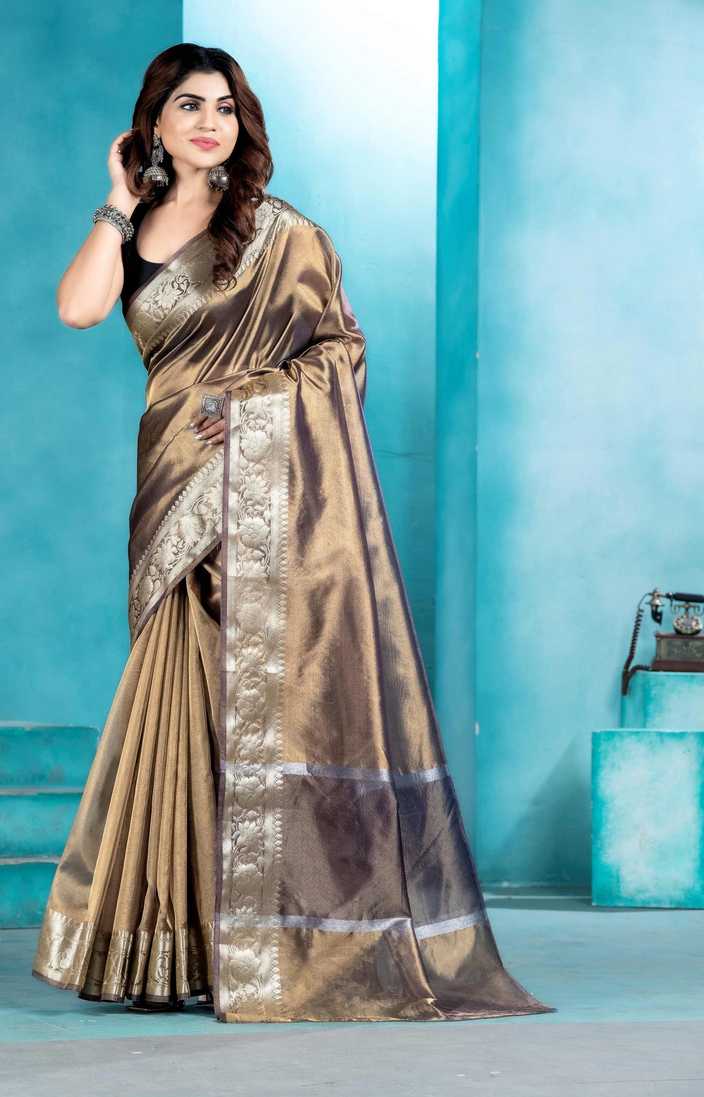 Copy of Malaika Arora TISSUE silk Saree - Metalic