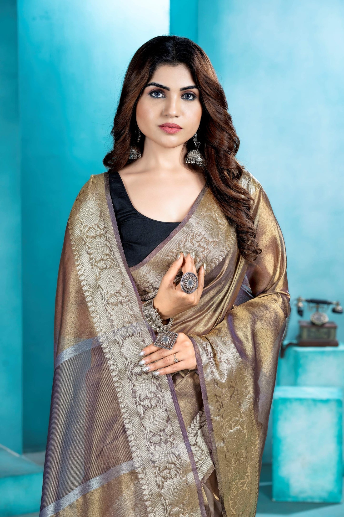 Copy of Malaika Arora TISSUE silk Saree - Metalic