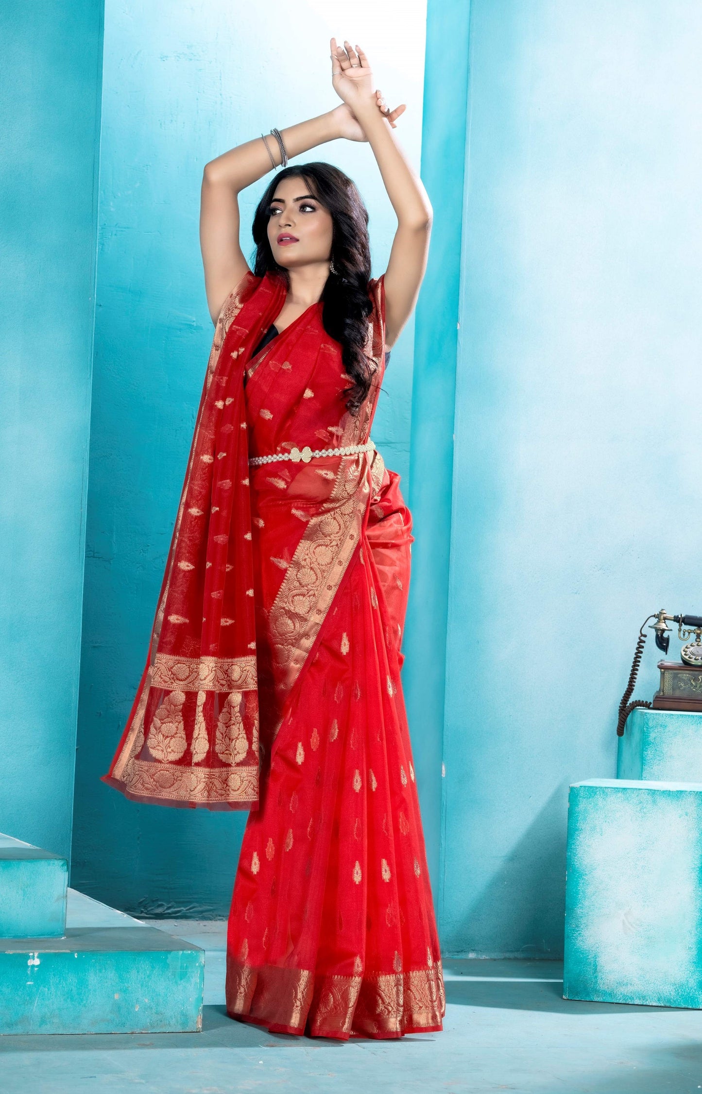Red Organza soft silk - Mina