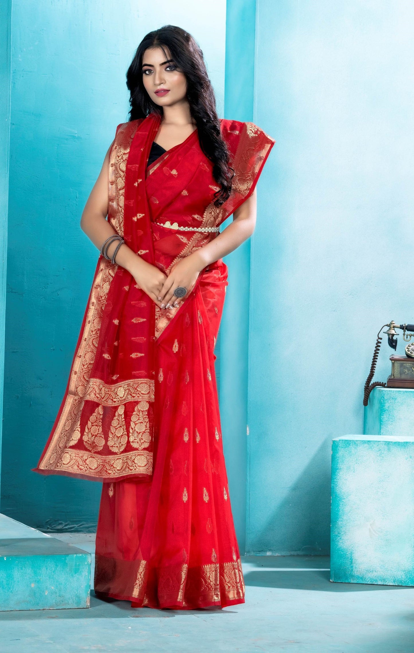 Red Organza soft silk - Mina