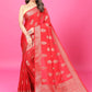 Red Banaras Crepe Silk- Heena