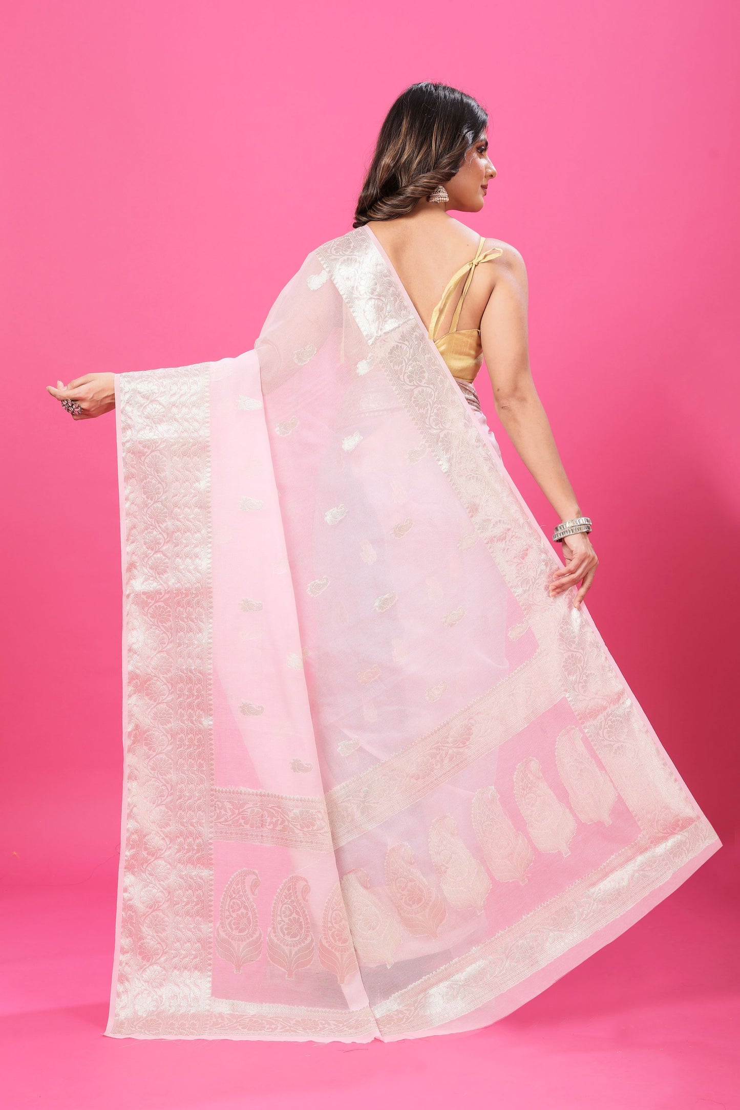 Light Pink Banaras Chiffon Silk