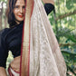 Ivory Bloom Tissue Embroidery Saree – Off White