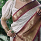 Ivory Bloom Tissue Embroidery Saree – Off White