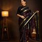 Regal Soft Silk Saree – Deep Wine & Black