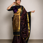 Regal Soft Silk Saree – Deep Wine & Black