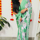 Printed Crepe Saree - Green