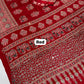 Red Ajrakh Elephant Print Saree with Real Mirror Work