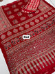 Red Ajrakh Elephant Print Saree with Real Mirror Work