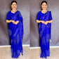 Royal Blue Mirror Work Art Silk Printed Saree