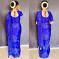 Royal Blue Mirror Work Art Silk Printed Saree