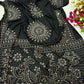 Black Mirror Work Art Silk Printed Saree