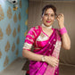 Dark Pink  Katan Silk Saree with Floral Zari Brocade Border
