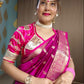 Dark Pink  Katan Silk Saree with Floral Zari Brocade Border