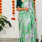 Printed Crepe Saree - Green