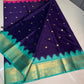 Soft Silk Saree – Royal Blue with Teal Green Border - AbirabyBeena