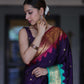 Soft Silk Saree – Royal Blue with Teal Green Border - AbirabyBeena