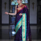 Soft Silk Saree – Royal Blue with Teal Green Border - AbirabyBeena