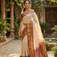 Ivory Bloom Tissue Embroidery Saree – Off White - AbirabyBeena