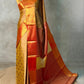 Nita-Inspired Tissue Silk Saree – Gold with Copper Border - AbirabyBeena