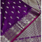 Purple Katan Silk Saree with Floral Zari Brocade Border