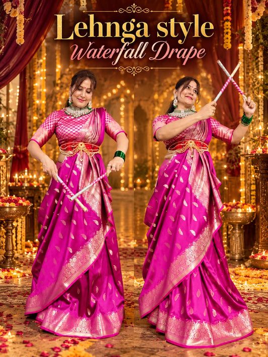 Dark Pink  Katan Silk Saree with Floral Zari Brocade Border
