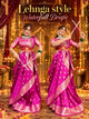 Dark Pink  Katan Silk Saree with Floral Zari Brocade Border
