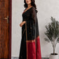 Black Maheshwari Cotton Saree with Red Pallu