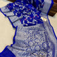 Blue Banaras Soft Georgette Jaal silk - AbirabyBeena