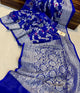 Blue Banaras Soft Georgette Jaal silk - AbirabyBeena