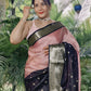 Dual tone Blush Pink and Black Soft Katan Silk Saree