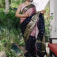 Dual tone Blush Pink and Black Soft Katan Silk Saree