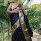 Dual tone Blush Pink and Black Soft Katan Silk Saree