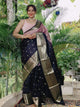 Dual tone Blush Pink and Black Soft Katan Silk Saree