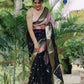 Dual tone Blush Pink and Black Soft Katan Silk Saree