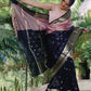 Dual tone Blush Pink and Black Soft Katan Silk Saree