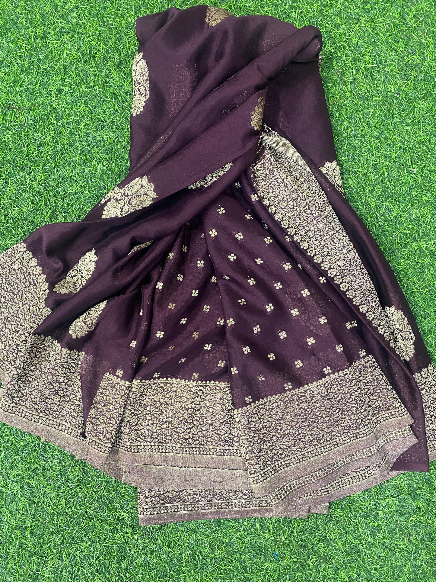 Brown Banaras Crepe Silk - Heena