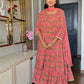Peach Georgette Kurta Palazzo Set With Dupatta